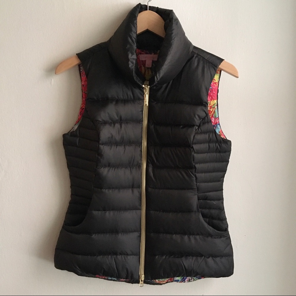 Lily Pulitzer Allie Packable Puffer Vest Black S